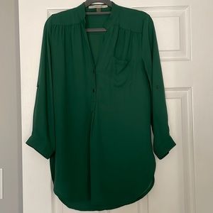 Green half button blouse